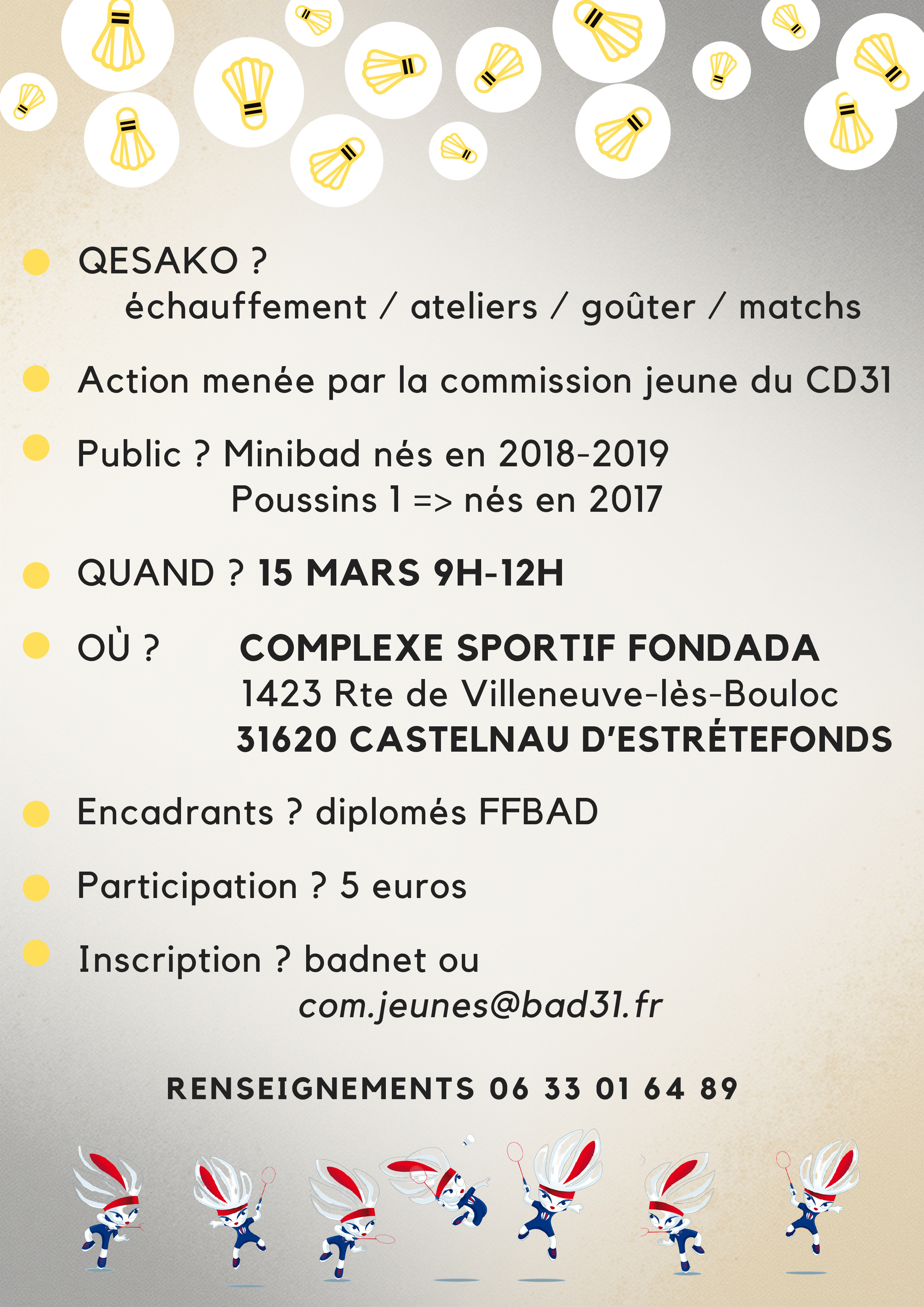 Plateau Minibad 3 du 15/03/26 au BBCA